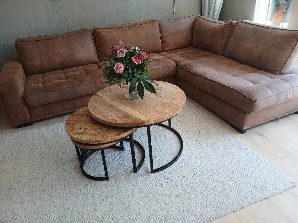 Zit hoekbank bruin., Huis en Inrichting, Banken | Bankstellen, Ophalen, Gebruikt, Hoekbank, 300 cm of meer