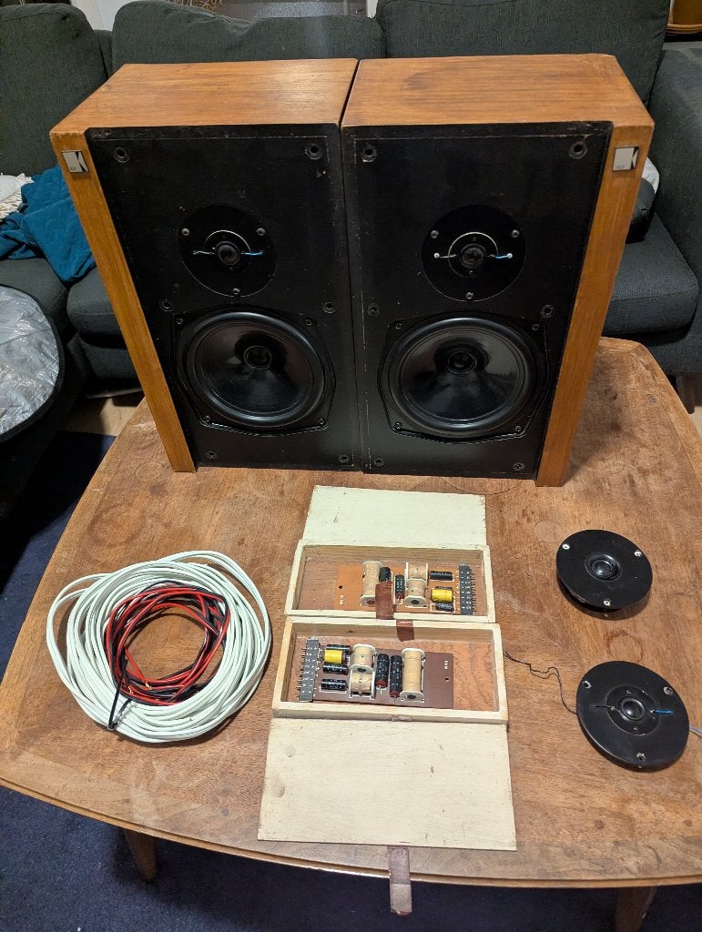 KEF Corelli speakers + T27 tweeters + filters, Audio, Tv en Foto, Ophalen, Stereo speakers, Gebruikt, Inclusief kabels