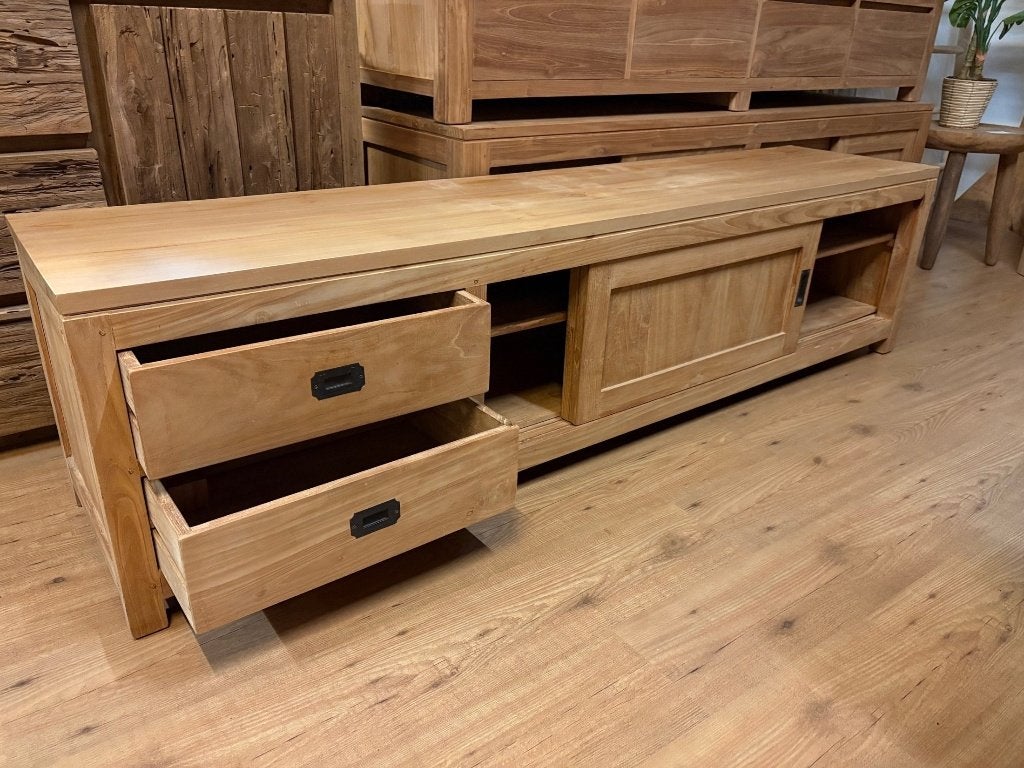 2e Hands TV Dressoir TEAK 200b, handige schuifdeuren, KOOPJE, Ophalen, Zo goed als nieuw