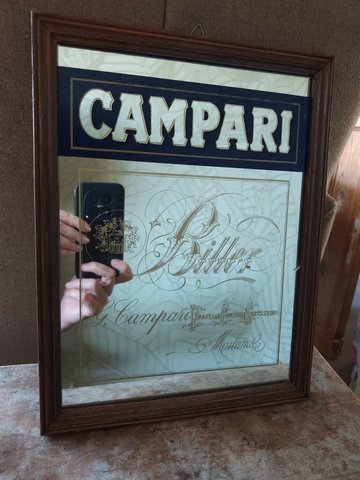 Vintage Campari Bitter spiegel - Bar decoratie, Ophalen of Verzenden