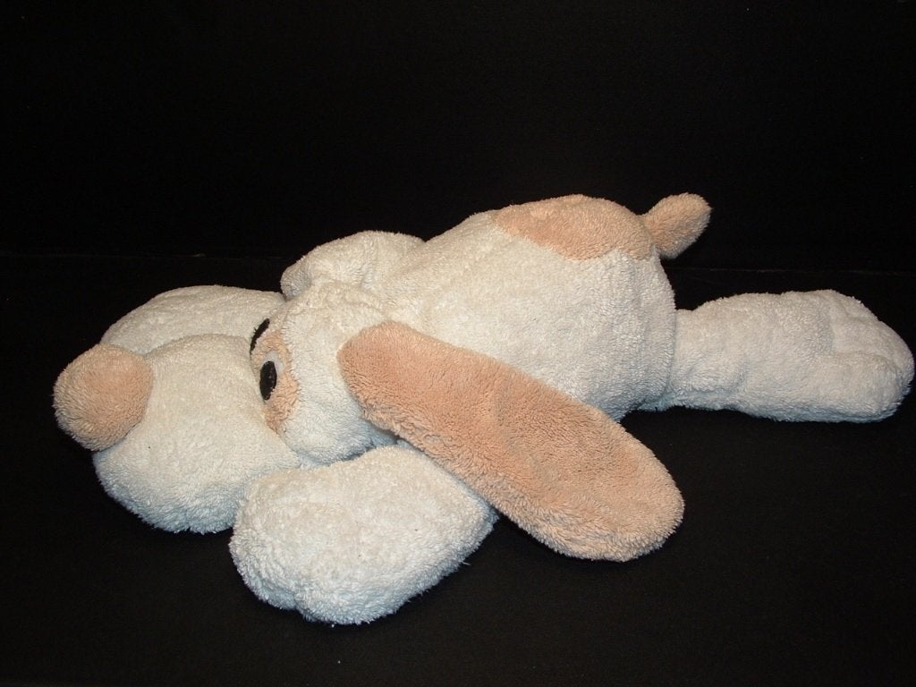 L. DAKE HOND ZACHTE BADSTOF WIT MET BEIGE VLEK OP DE, Overige merken, Overige karakters, Zo goed als nieuw, Middelgroot (20 tot 80 cm)