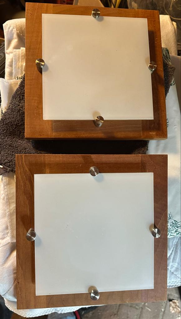 Set van 2 houten plafond lampen, Huis en Inrichting, Woonaccessoires | Lijsten, Ophalen, Gebruikt, Hout, Minder dan 50 cm