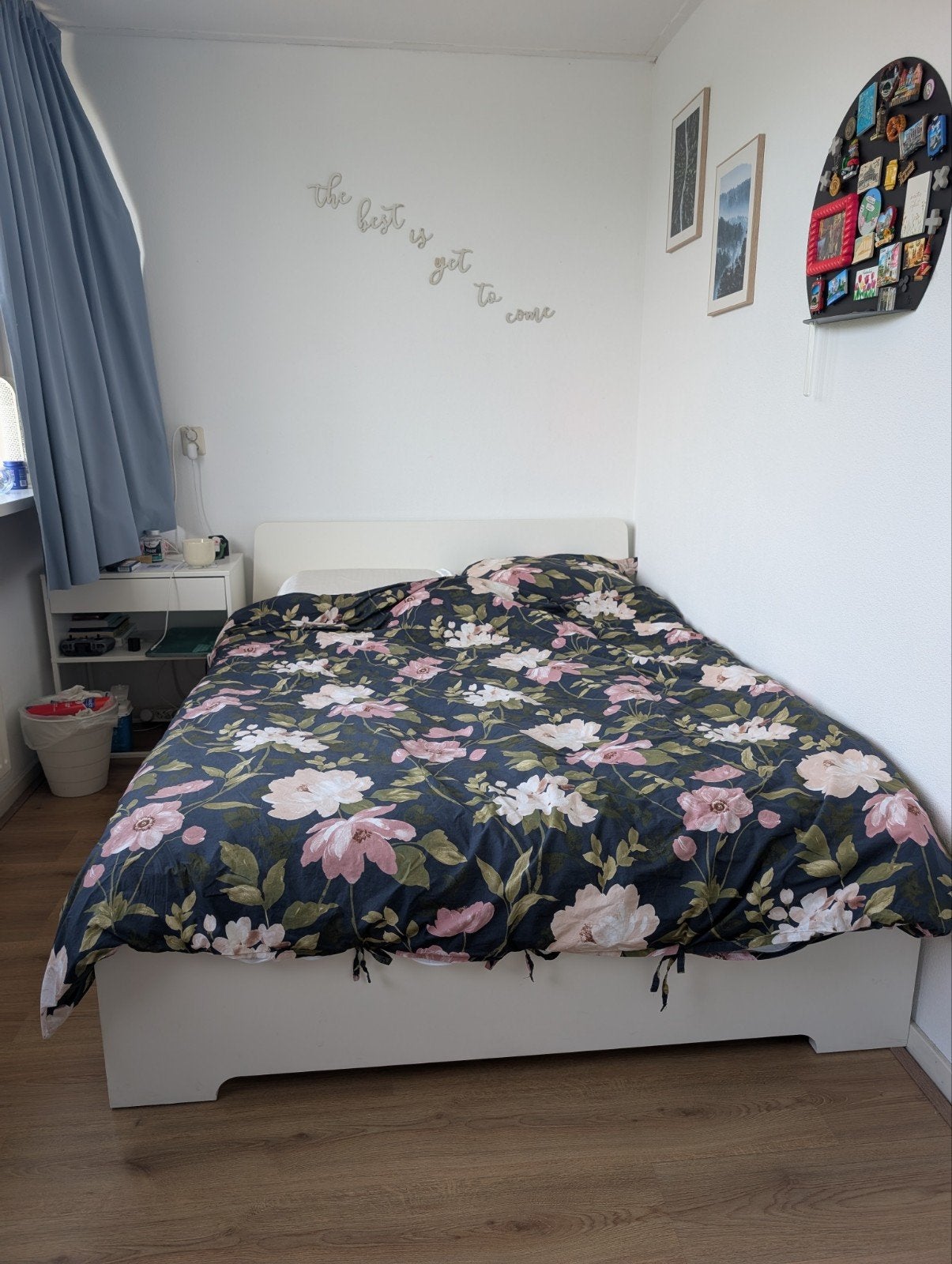 Witte bed zonder matras, Gebruikt, Wit, Tweepersoons, 200 cm