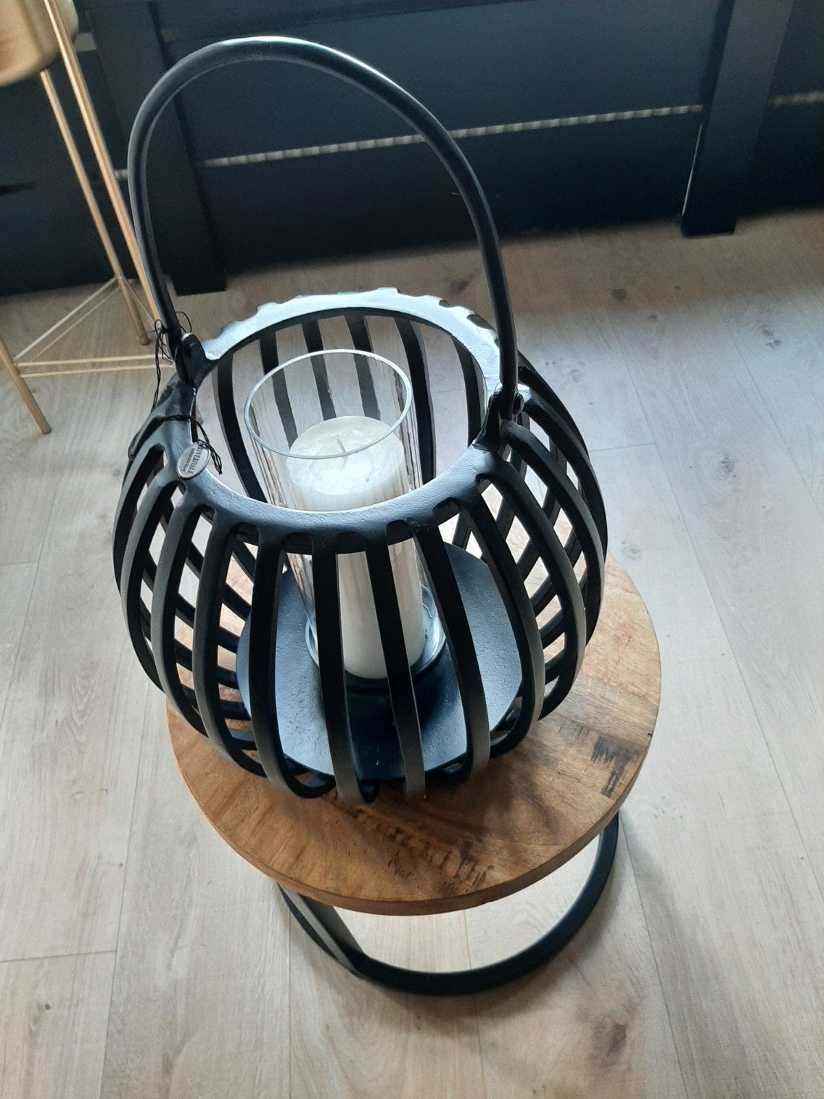windlicht zwart, Huis en Inrichting, Ophalen, Zo goed als nieuw, Zwart, Metaal