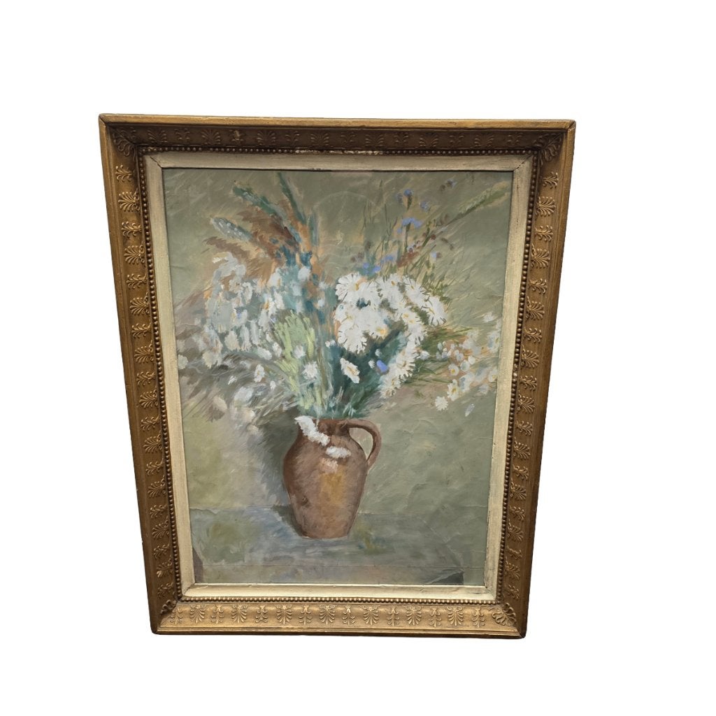 Frans olieverf en aquarel bloemstilleven, Antiek en Kunst, Bloemen, Ophalen of Verzenden, Olieverf, Klassiek