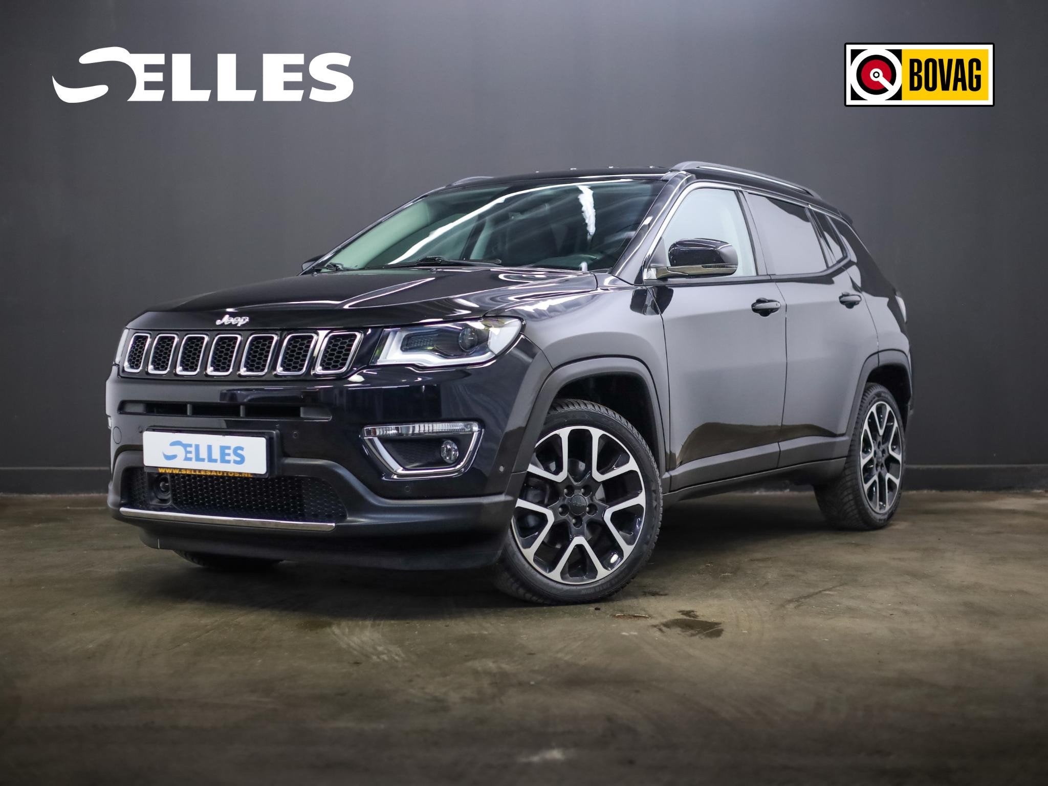 Jeep Compass 1.3T Limited | Stuur en Stoelverwarming | Camer, Auto's, 4 cilinders, 150 pk, Leder en Stof, Zwart