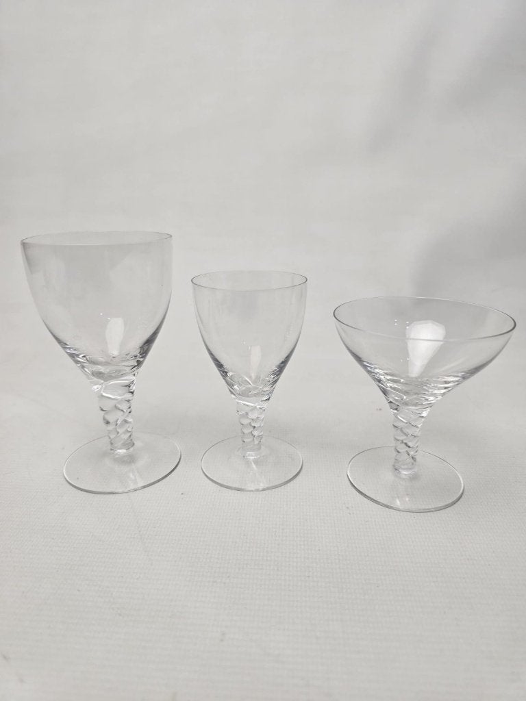 # Set van 3 vintage kristallen glazen spiral clear orrefors, Ophalen of Verzenden, Gebruikt, Overige typen