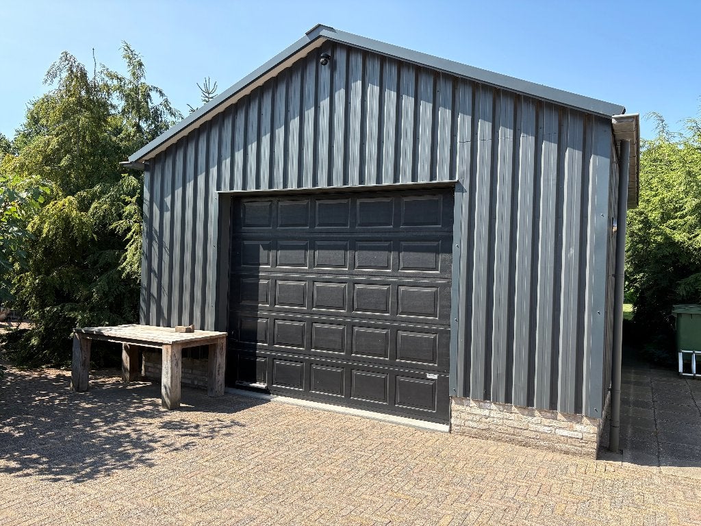 Roldeur/garagedeur donkerblauw afmeting 315 x 250 cm., Ophalen, Gebruikt, Garagedeur, Metaal