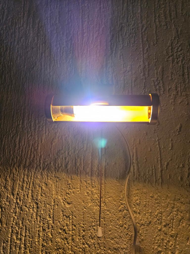 Vintage messing wandlamp met trekkoord, Ophalen
