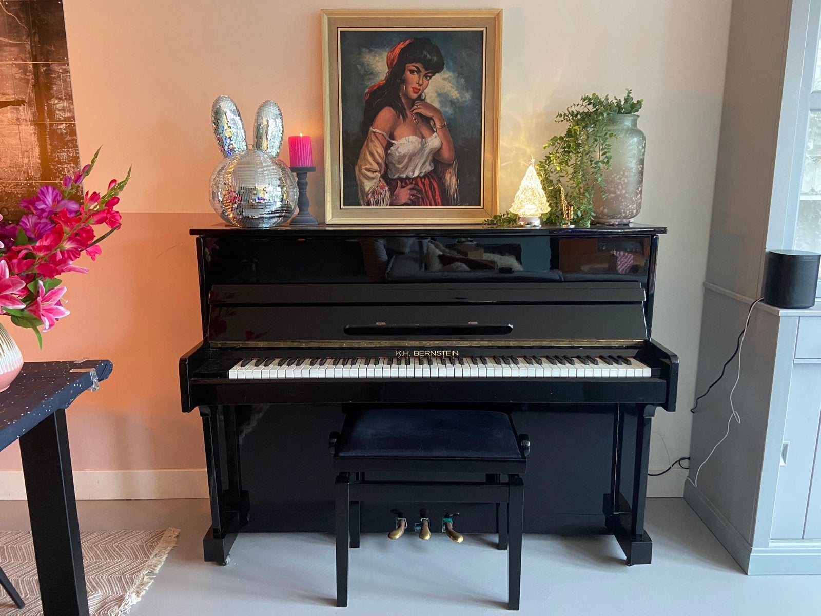 Mooie hoogglans piano K.H. Bernstein (ophalen in Muiden)