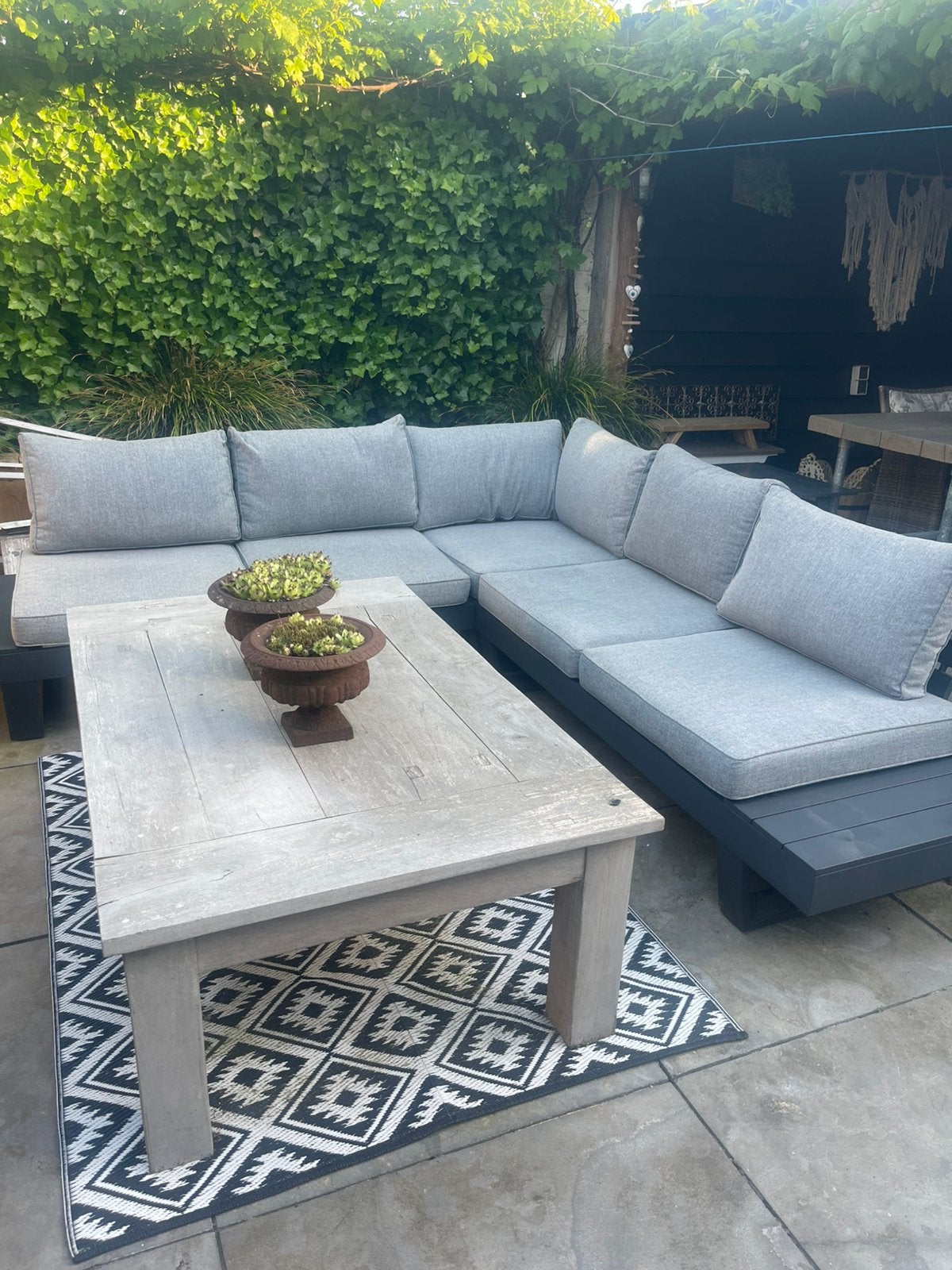 Teak houten salontafel buiten/binnen, Tuin en Terras, Ophalen, Gebruikt, Loungeset, Bijzettafel