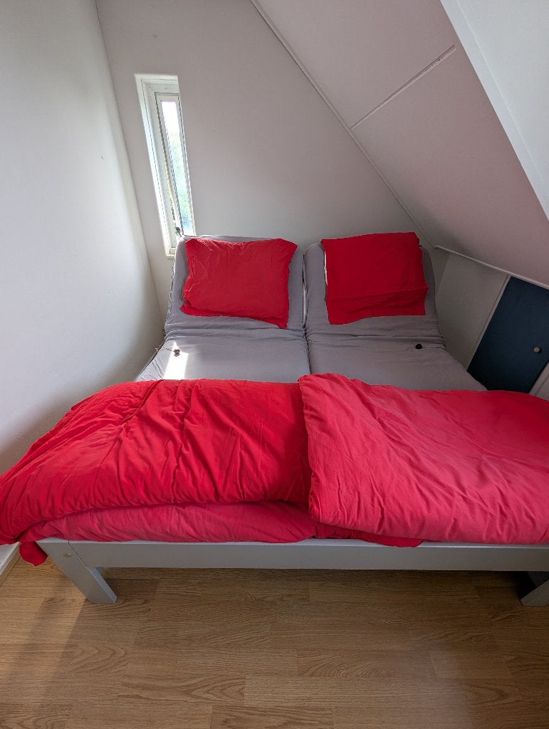 Tweepersoons grijs Auping Auronde bed, verstelbaar., Ophalen, Tweepersoons, Auping designlkassieker, 180 cm
