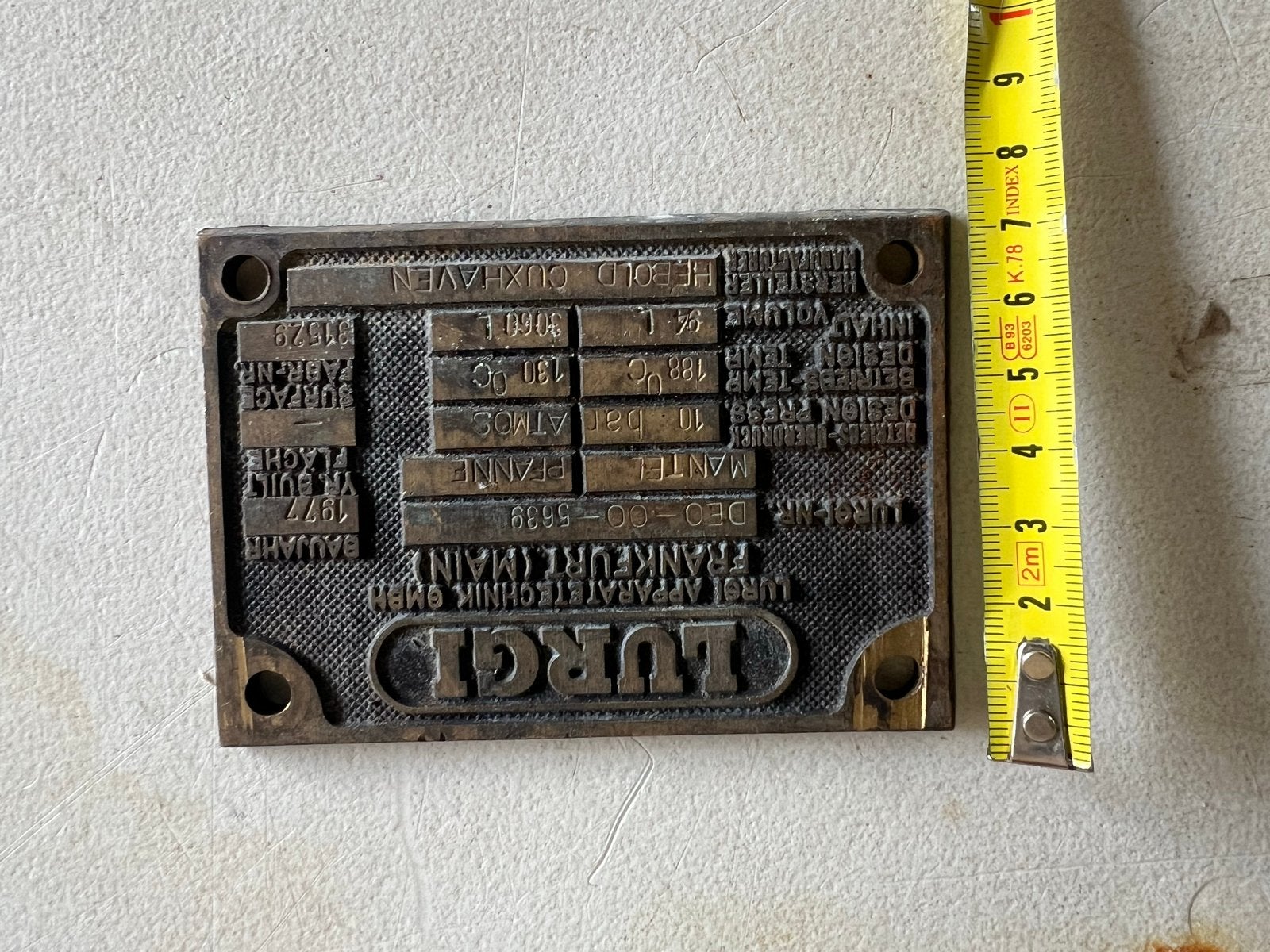 Vintage Lurgi Bronzen Plaquette - Industriële Decoratie, Ophalen of Verzenden, Brons