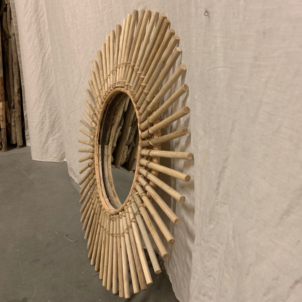 bamboe spiegel - 65 cm diameter – Gratis bezorgd, TTM Wonen, Meubels – (Perzische) Tapijten en Woonaccessoires, Taag 63, 2491 CS, Den Haag (Forepark)