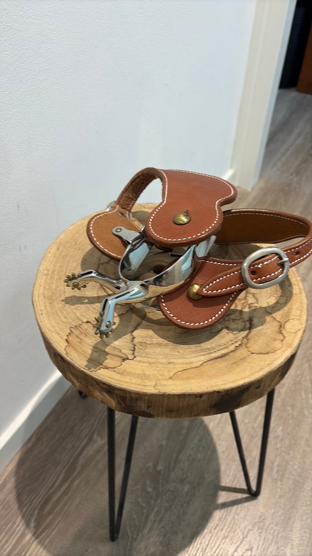 Westernsporen 7,5cm hak-opening incl sporenriemen, Dieren en Toebehoren, Overige typen, Zo goed als nieuw, Bruin, Overige disciplines