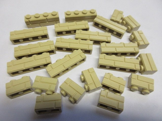 nr. 0432, beige steentjes met steenmotief, masonry bricks, Kinderen en Baby's, Ophalen of Verzenden, Zo goed als nieuw, Losse stenen