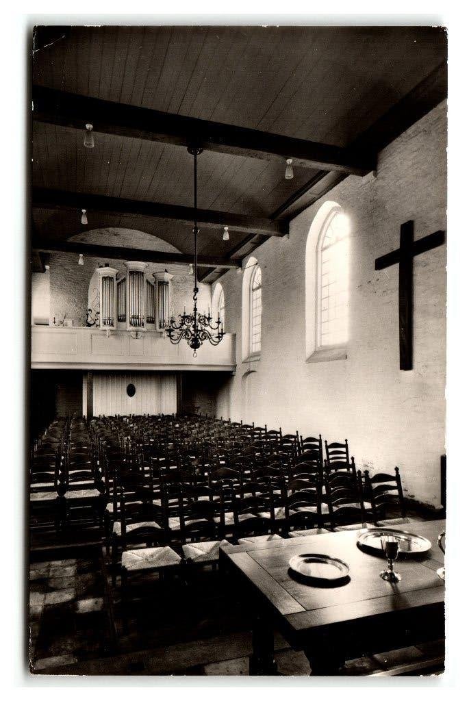 Biggekerke, Interieur met Orgel Hervormde Kerk. Opruimingsk., Verzenden, 1960 tot 1980, Gelopen, Zeeland