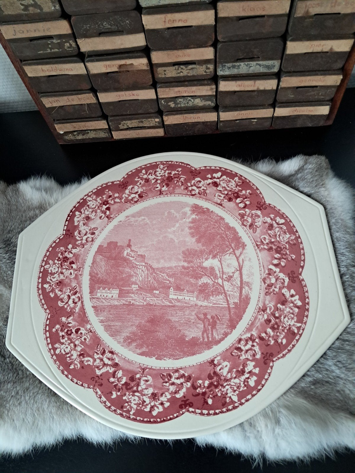 Vintage. Grünstadt Keramik. Taartschaal. Serveer plaat, Antiek en Kunst, Ophalen of Verzenden