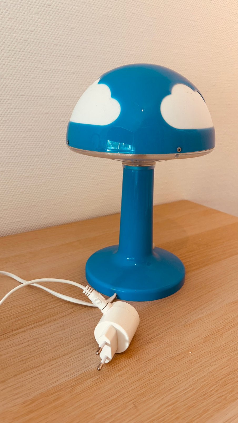 Leuke blauwe paddestoel lamp met wolken, IKEA, Ophalen, Gebruikt, Kunststof, Minder dan 50 cm