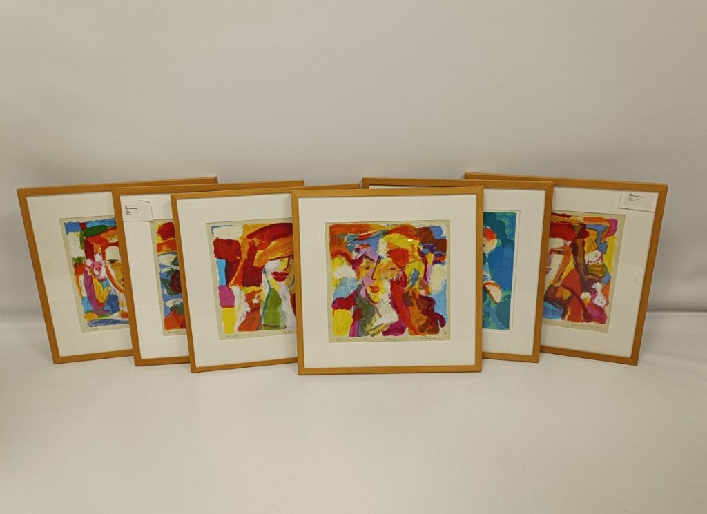 Collectie van 6 ingelijste zeefdrukken, Ophalen