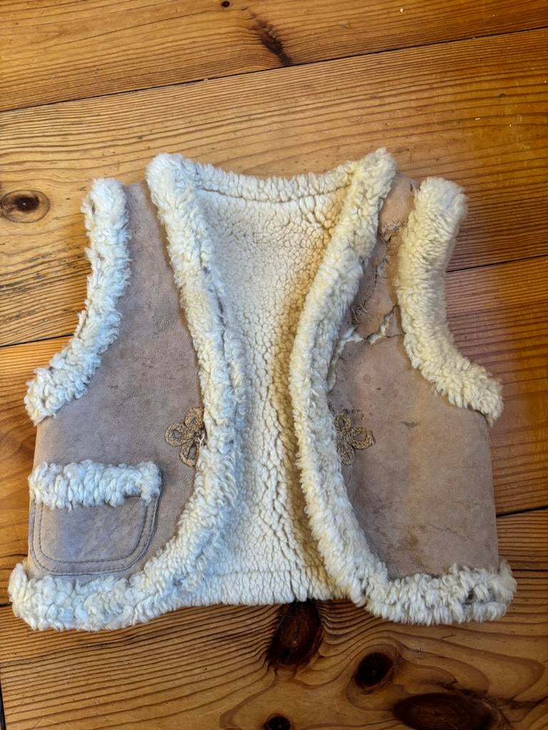 Vintage schapenwollen gilet hesje 98 104 110, Ophalen of Verzenden, Gebruikt, Jongen of Meisje, Trui of Vest