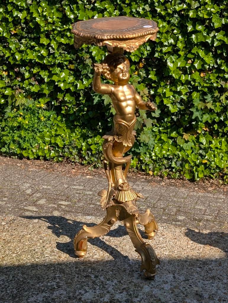 Antieke vergulde houten tafel. 92 cm hoog €575., Antiek en Kunst, Ophalen