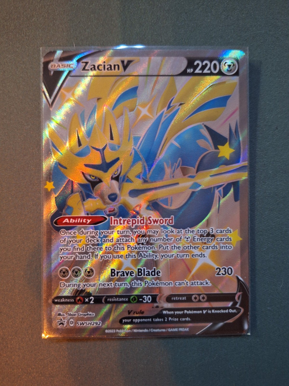 Pokémon Zacian V black star promo, Ophalen of Verzenden, Zo goed als nieuw