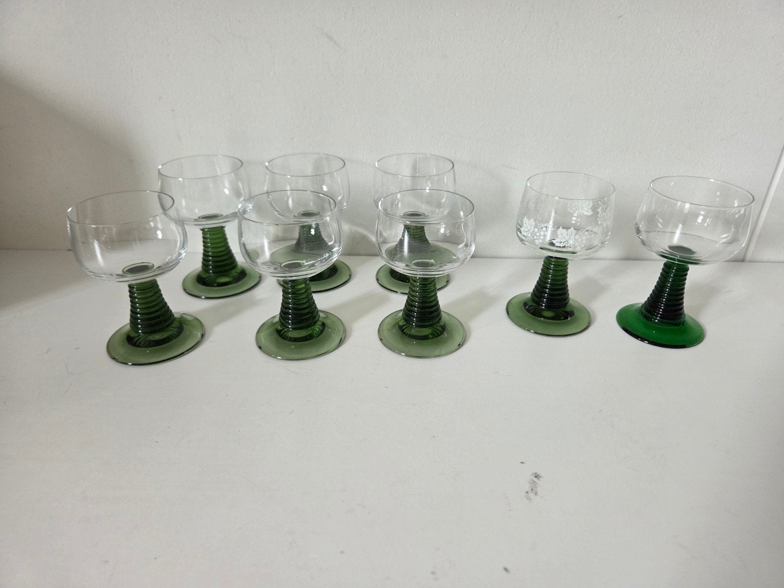 Groene Roemer wijnglazen.  8 voor € 15.00, Ophalen of Verzenden