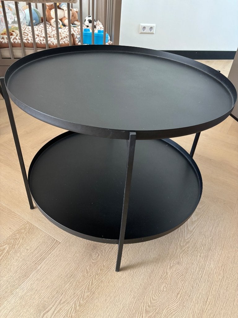 Salontafel zwart Loods5, Ophalen, 50 tot 100 cm, Rond, 50 tot 100 cm