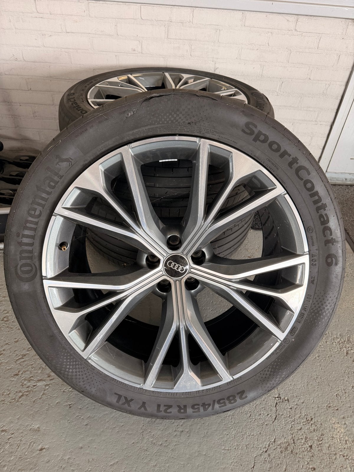 3 Audi 21 inch velgen met Continental SportContact 6 banden, Auto-onderdelen, Gebruikt, 285 mm, Banden en Velgen, Personenwagen