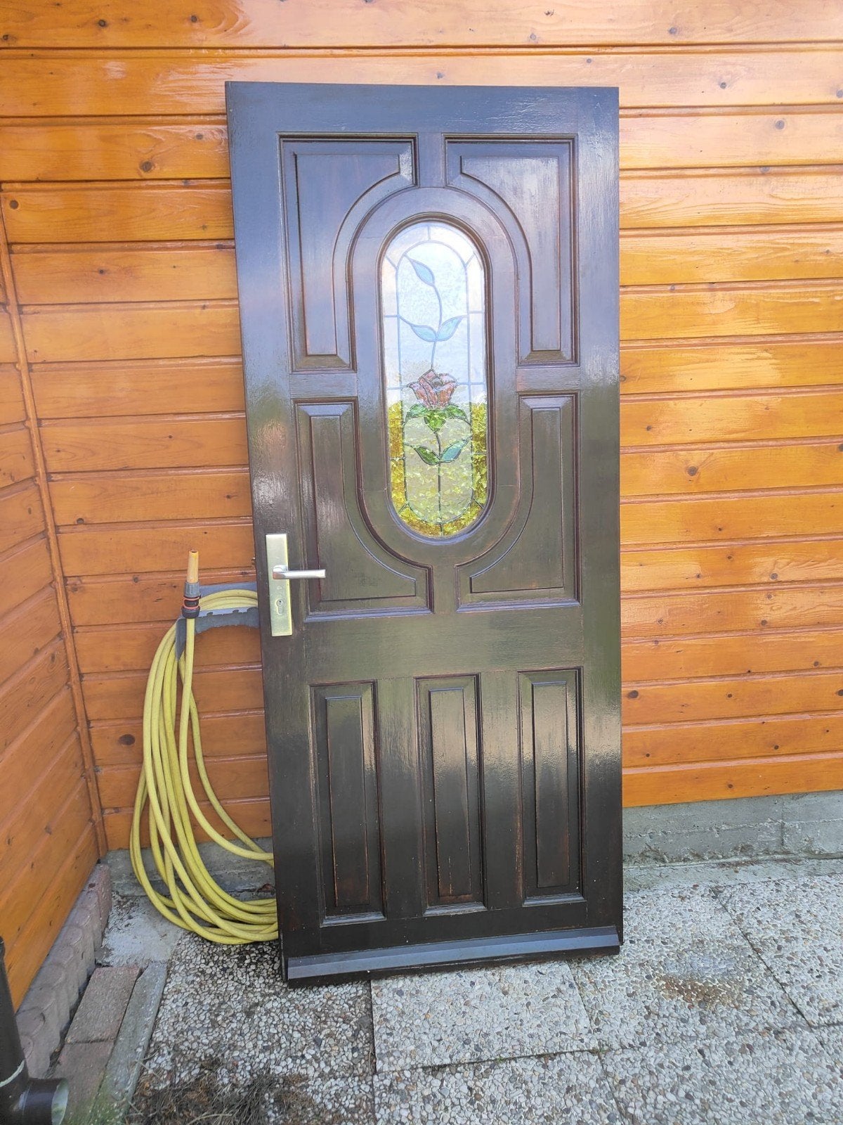 Voordeur met glas en lood, Gebruikt, Ophalen of Verzenden, 200 tot 215 cm, Glas