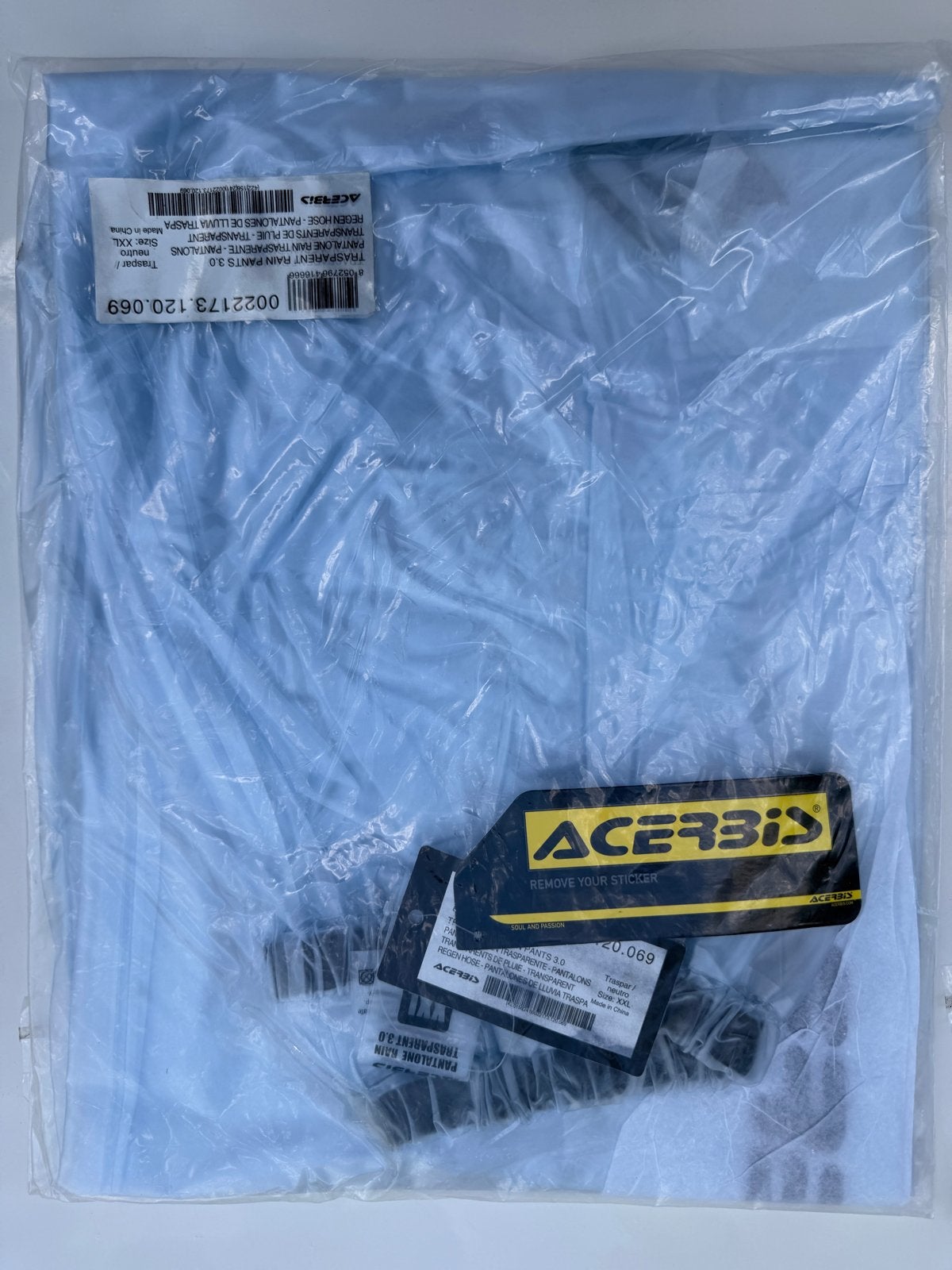 Acerbis transparent regenbroek- & jas, Ophalen of Verzenden, Nieuw met kaartje, Heren, Combipak