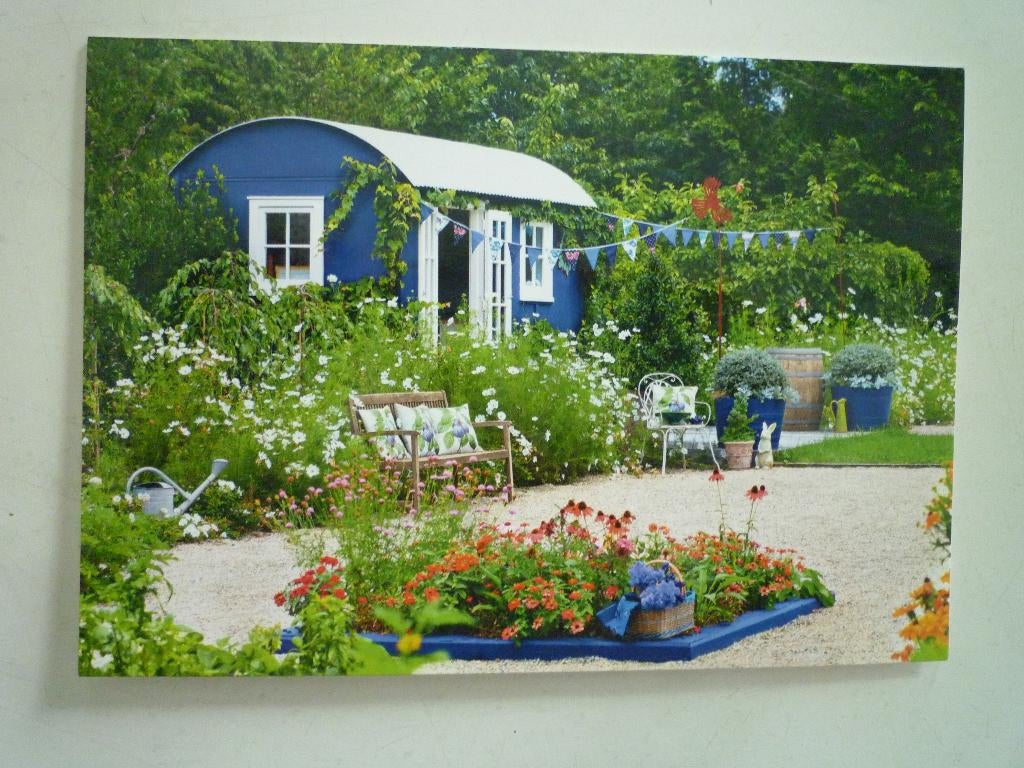 Pipowagen tuin nostalgische kaart bloemen, Verzamelen, Ophalen of Verzenden