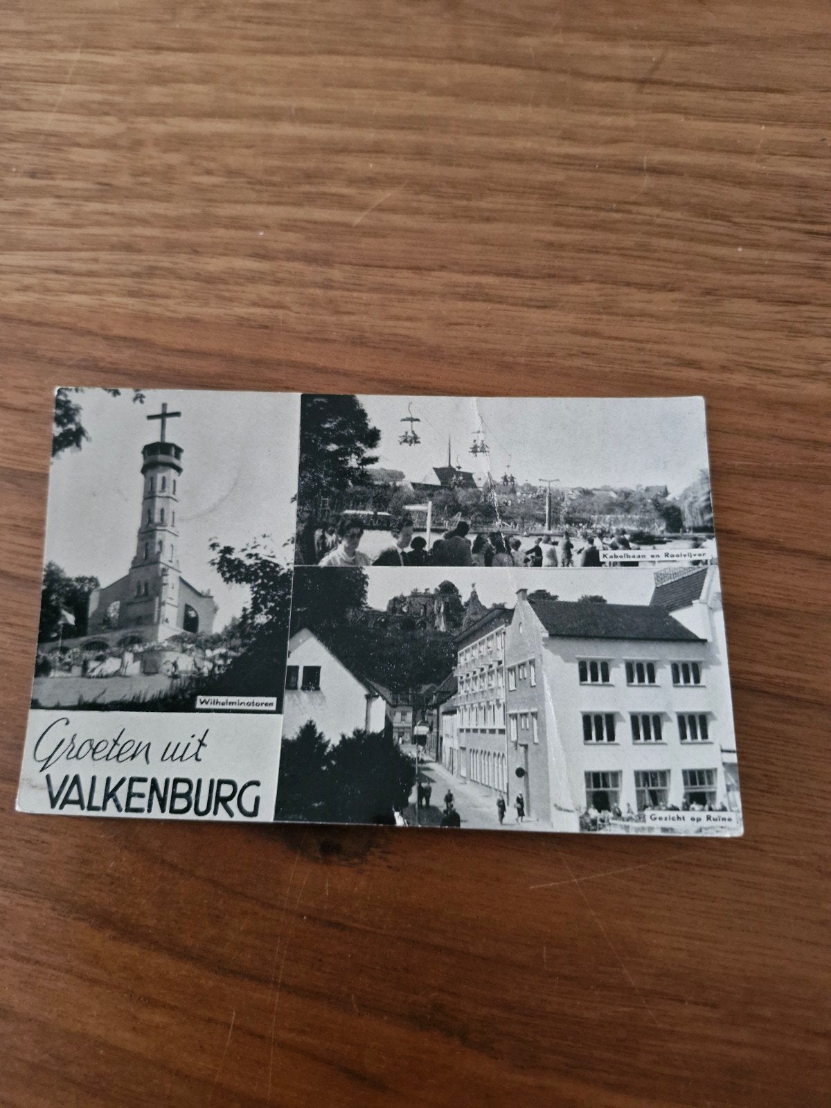 073 Oude ansichtkaart Groeten uit Valkenburg - Gelopen 1955, Ophalen of Verzenden, 1940 tot 1960, Gelopen, Limburg