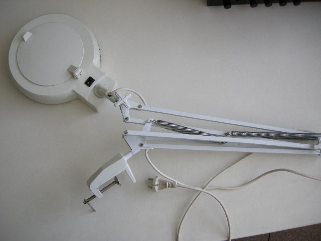Werklamp loeplamp met klem - zgan, Huis en Inrichting, Lampen | Tafellampen, Ophalen, Zo goed als nieuw, Metaal