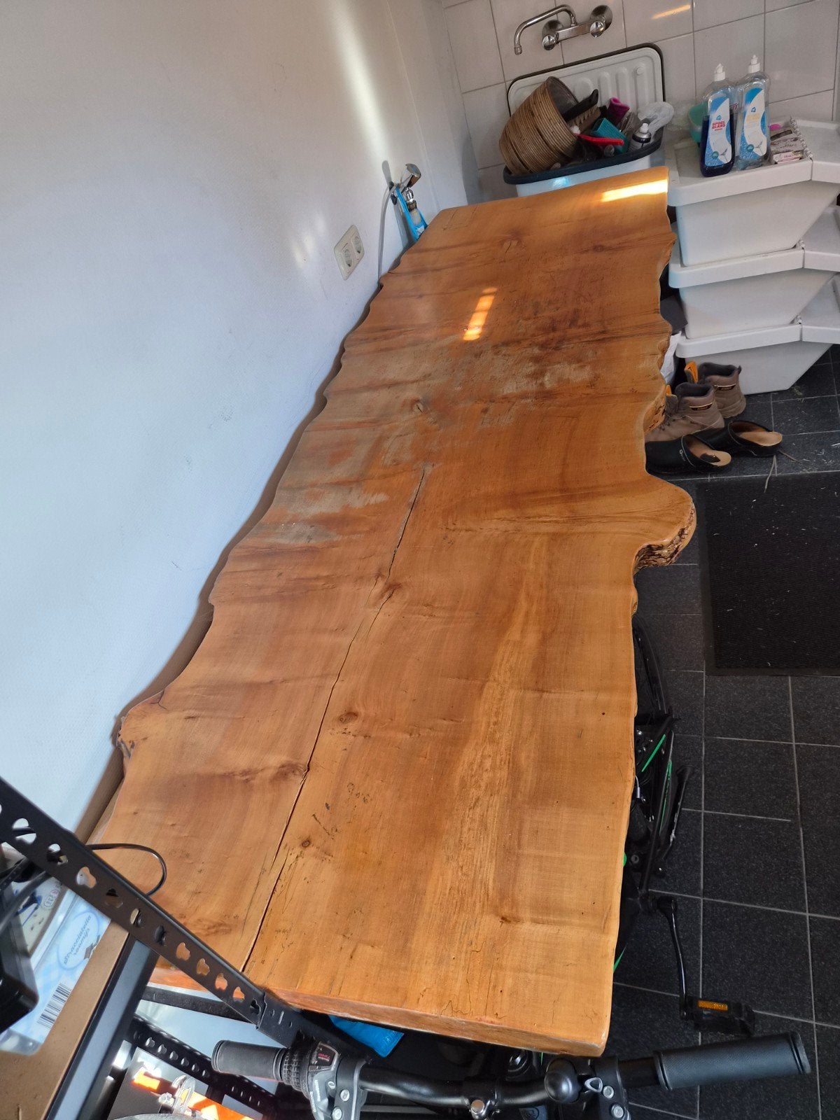 massief eiken houten blad!, Ophalen, Rechthoekig, 200 cm of meer, 50 tot 100 cm