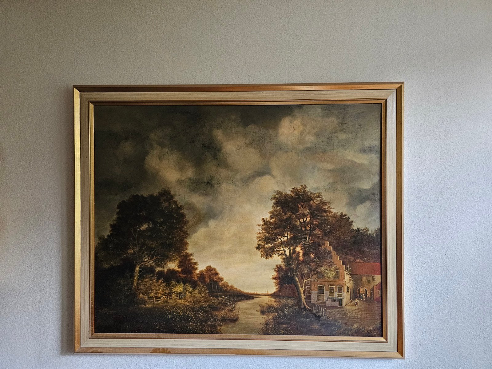 Klassiek Landschap Schilderij gesigneerd J.v.d. Doggen, Ophalen of Verzenden