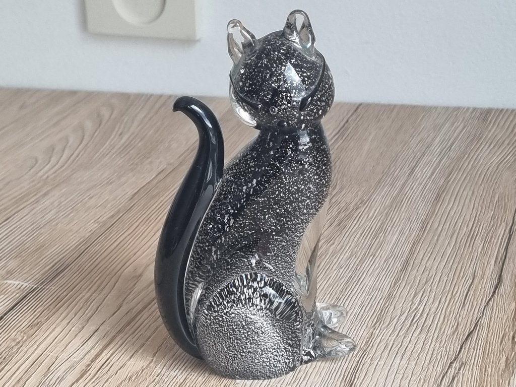 Prachtige Vintage Kat Poes Beeld Glas Formia Murano Italy, Verzenden, Gebruikt, Hond of Kat, Beeldje of Figuurtje