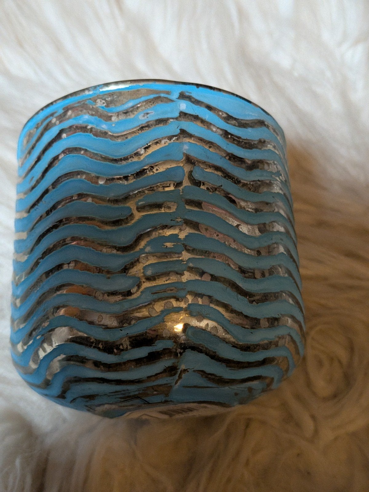 Rivièra Maison Waxinelichthouder - Blauw/Zilver, Blauw, Waxinelichthouder, Rivièra Maison, Ophalen of Verzenden