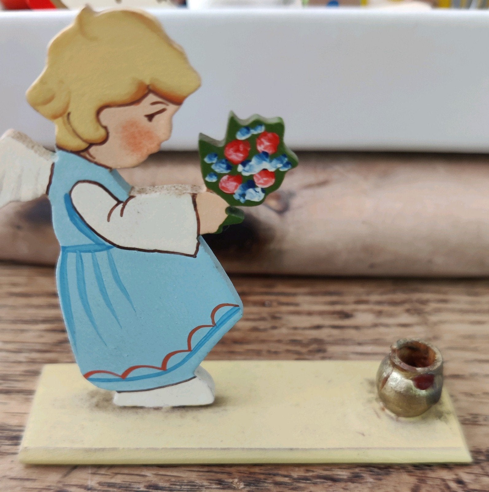 Oud kandelaartje met engel, Diversen, Kerst, Ophalen of Verzenden