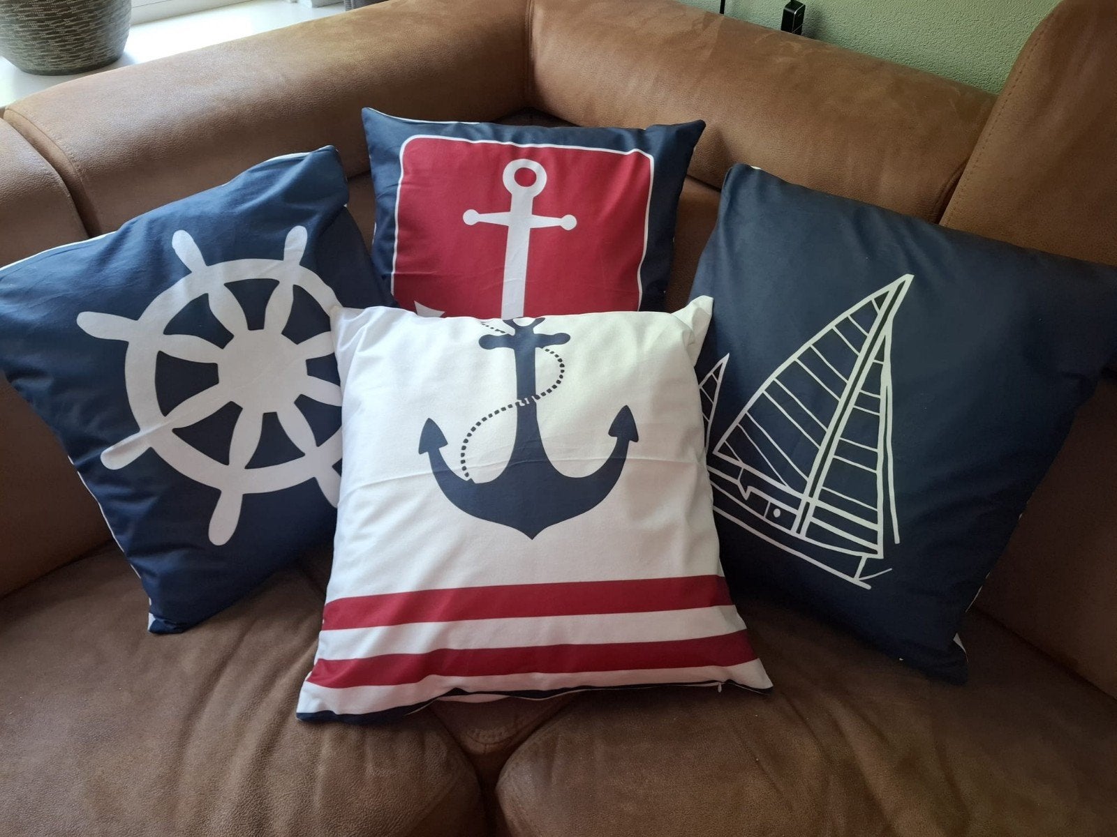 Nieuwe leuke bootkussens!! (50x50), Ophalen of Verzenden, Nieuw, Vierkant