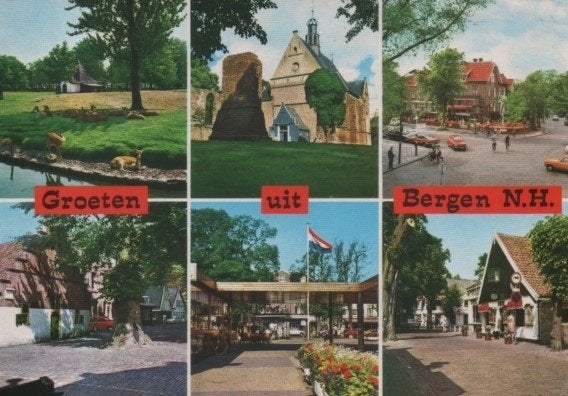 Groeten uit Bergen zes prentjes, Verzenden, 1960 tot 1980, Gelopen, Noord-Holland
