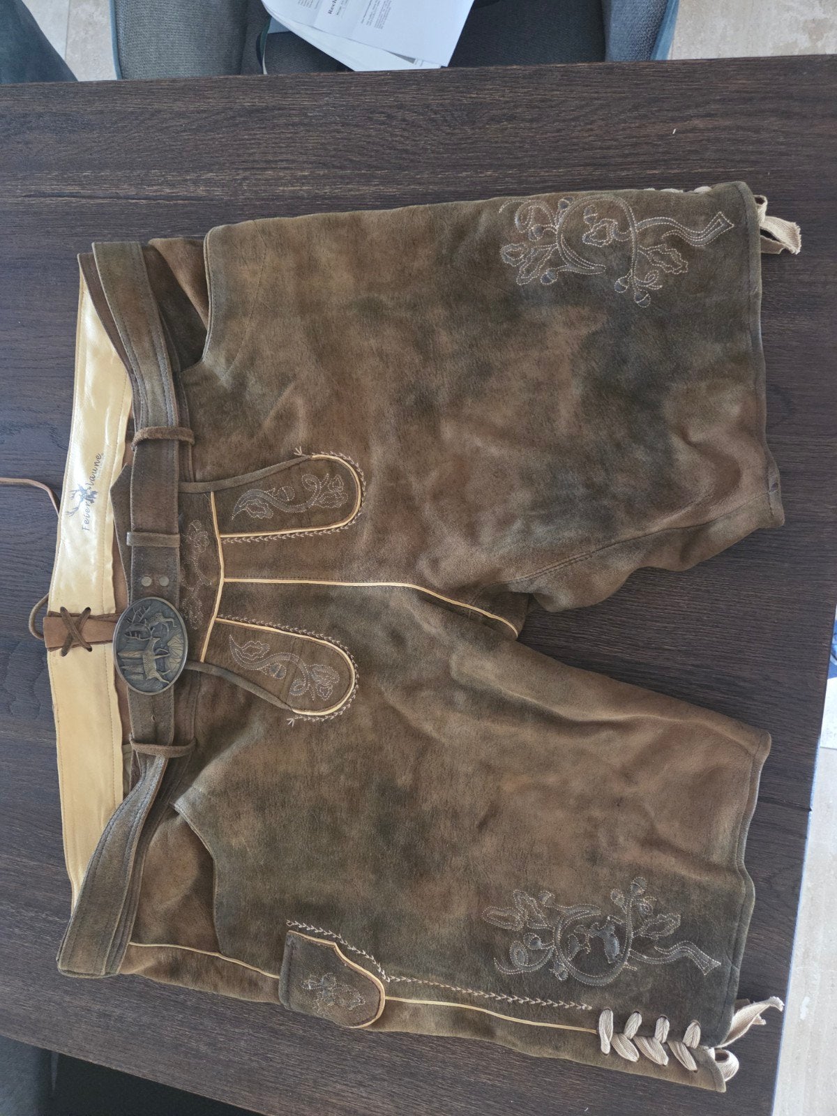 Lederhose met Gurtel / Größe 64, Bruin, Overige maten, Ophalen of Verzenden, Zo goed als nieuw