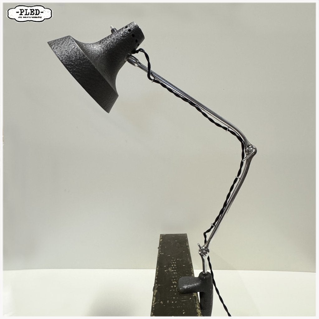 Vintage twee armige klemlamp, Duitsland, jaren 70, Overige merken, Gebruikt, Grijs, E14 (klein)