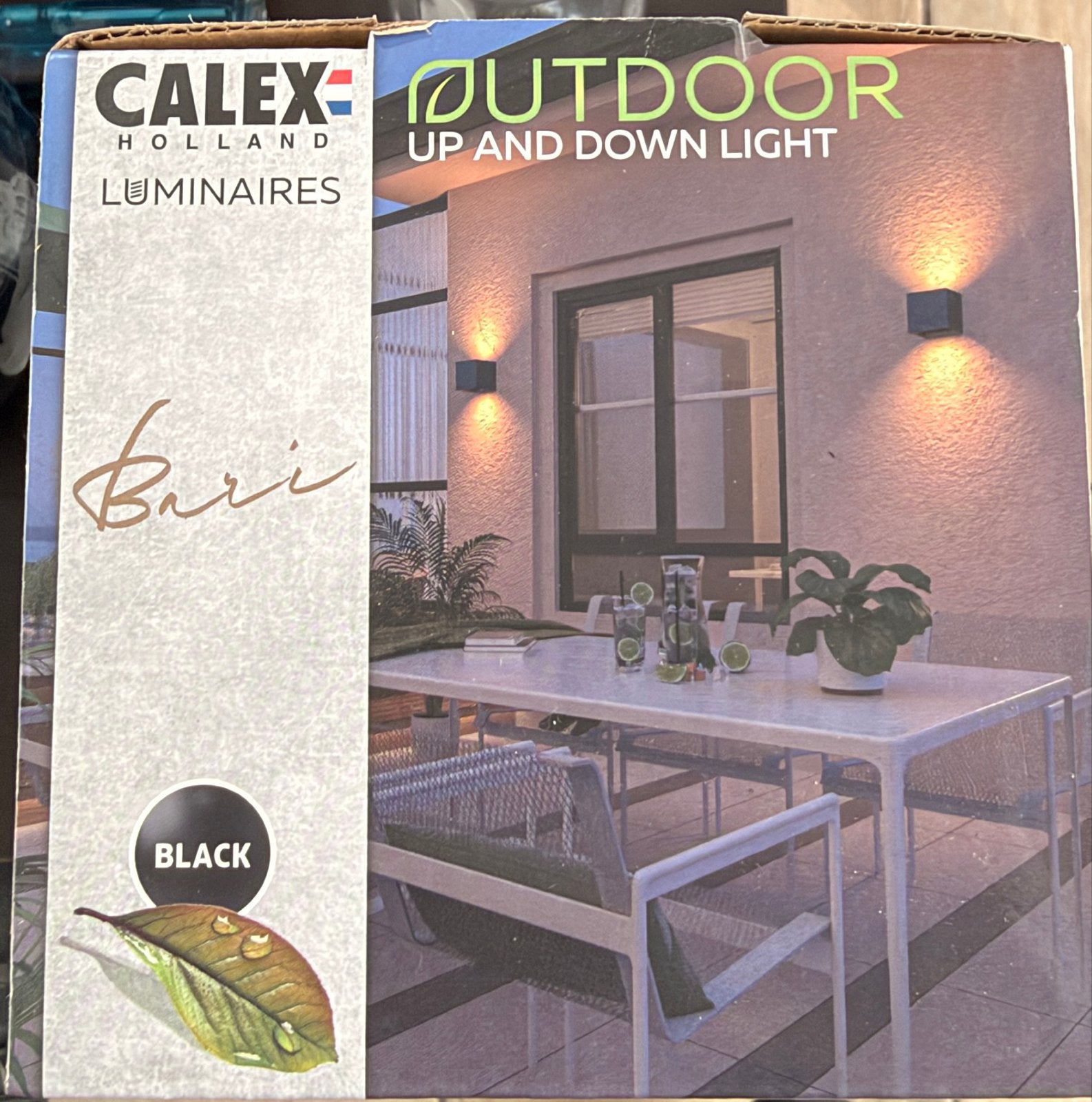 2x Calex Bari Buitenlamp Wandlamp Up Down Zwart 3000K Nieuw, Tuin en Terras, Minder dan 50 watt, Wandlamp, Ophalen of Verzenden