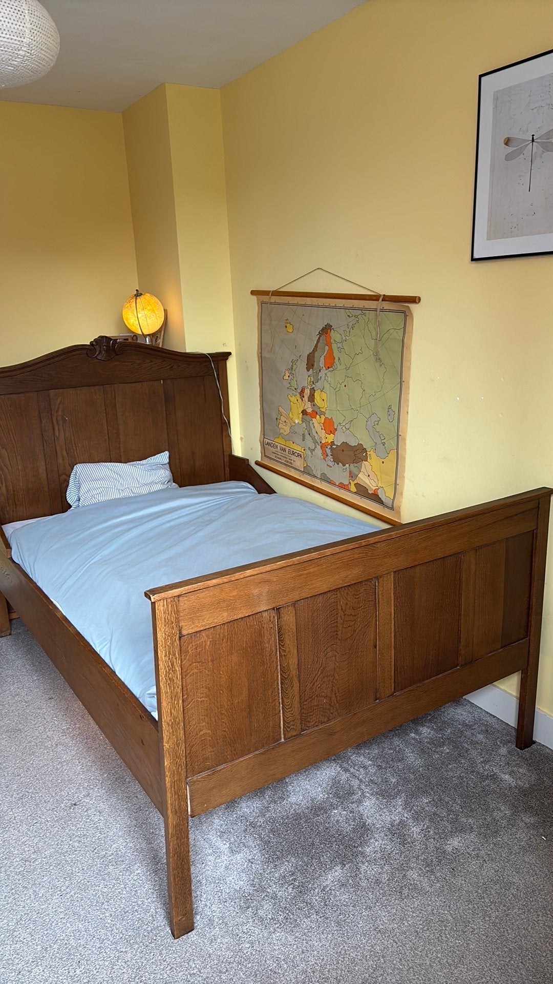 Vintage twijfelaar bed 190x120 cm met matras, Ophalen