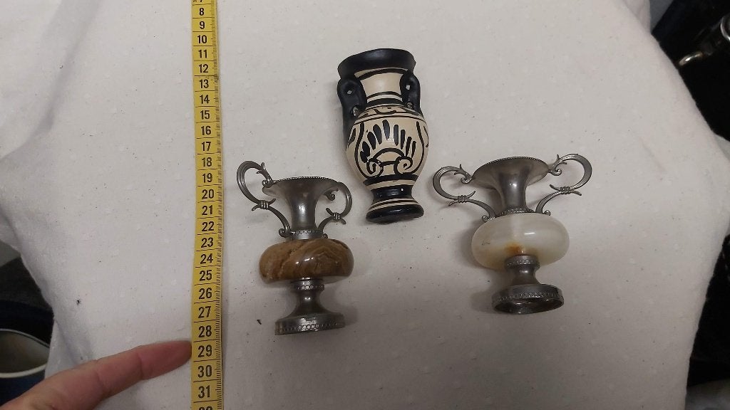 Set van 3 decoratieve miniatuur vazen / amfoorvaasjes, Ophalen of Verzenden