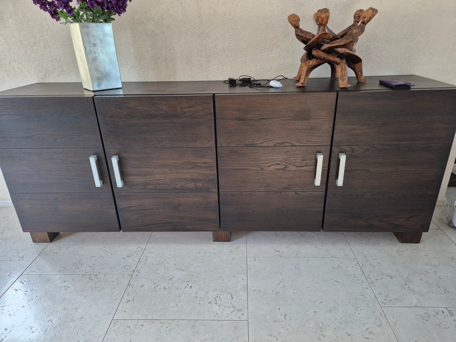 Dressoir moeras eiken met rvs grepen, Ophalen, 25 tot 50 cm, Eikenhout, 200 cm of meer