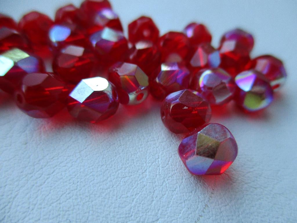 865/ partij rode tsjechische ab crystal kralen, Hobby en Vrije tijd, Kralen en Sieraden maken, Ophalen of Verzenden, Nieuw, Kraal