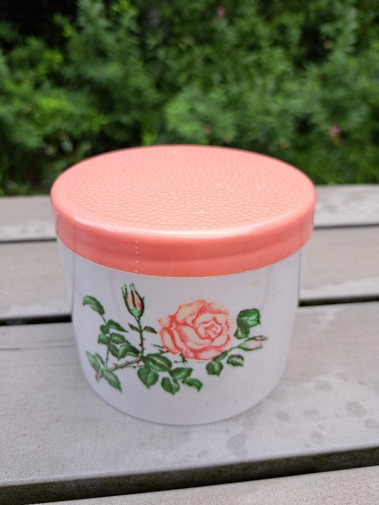 Vintage rozen potje - decoratief opbergdoosje, Verzamelen, Ophalen of Verzenden, Gebruikt